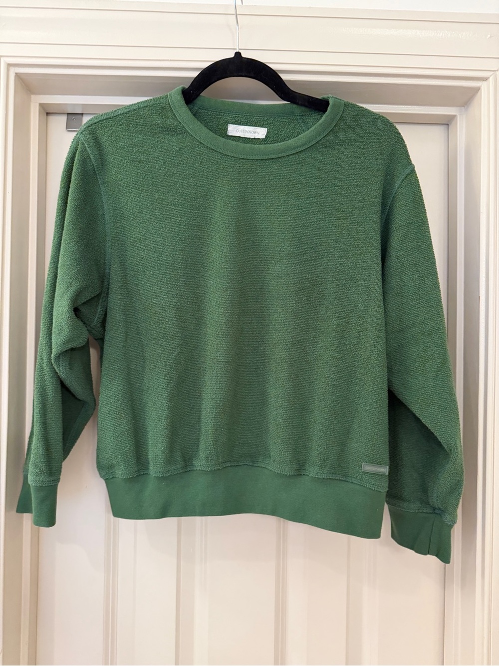 Outerknown Small Dark Green Terry Cloth High Tide Crewneck Sweater